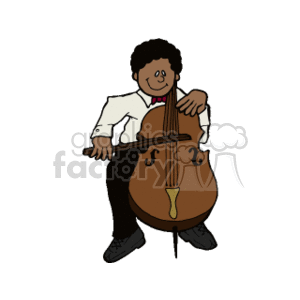 An african american boy playing the cello clipart. Royalty-free image # 158763