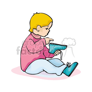A Small Child Puting on Her Own Shoes clipart. Royalty-free image # 158847