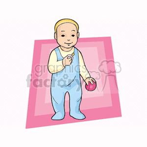 A Little Boy in Blue Holding a Red Ball and a Pacifier clipart. Commercial use image # 158855