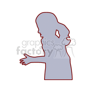 Silhouette of a girl with a ponytail holding our her arm
