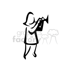 A black and white girl playing the trumpet clipart. Royalty-free image # 158944