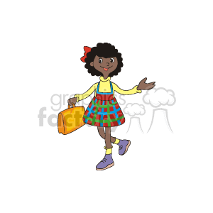 An african american girl walking from school clipart. Royalty-free image # 158998