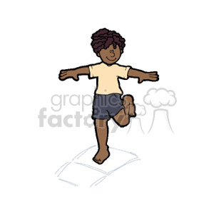 Black child playing hopscotch clipart. Commercial use image # 159046