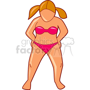 clipart - Girl in a pink bikini with pigtails.