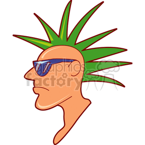 Punk rocker teen with green spiked hair wearing sunglasses clipart.