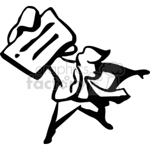 clipart - Black and white outline of a man with a license .