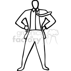 clipart - Black and white outline of a man standing at attention.