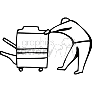 Black and white outline of a copy machine man clipart. Commercial use image # 159433