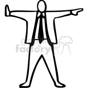 clipart - Black and white business man directing .