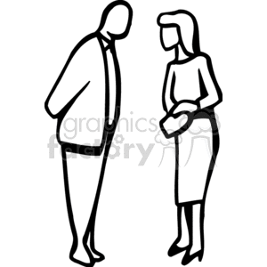 Black and white man and woman discussing clipart.