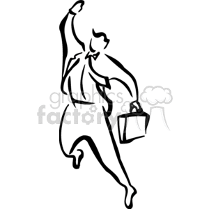 clipart - Black and white man happy with good news.