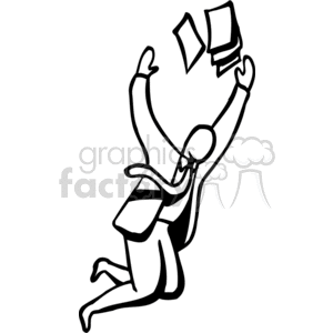 Black and white man throwing paper in the air clipart. Commercial use image # 159455