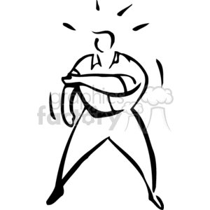 Black and white man yelling  clipart.