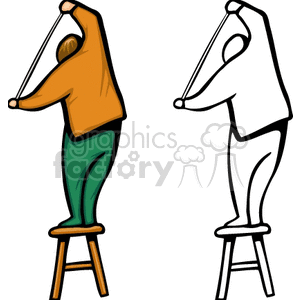 clipart - Man standing on a stool measuring .