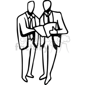 clipart - Two Black and white men having a business meeting.
