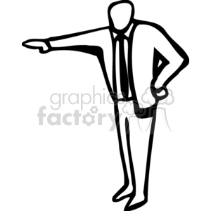 Black and white man pointing in a direction clipart.