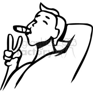 Black and white man smoking a cigar clipart. Commercial use image # 159529