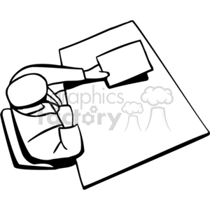 desk business man office work job suit paper  BBA0231.gif Clip Art People Occupations professional contemplating resignation thinking giving notice black white vinyl-ready desk sitting handing holding boss