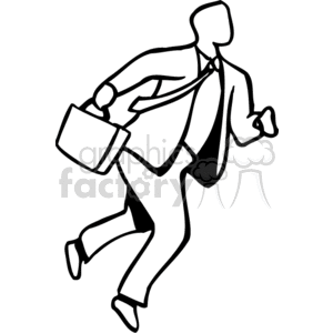 Black and white man running late clipart. Royalty-free image # 159535