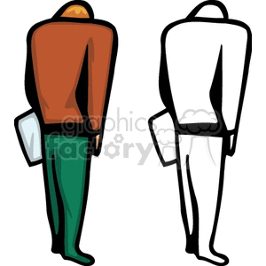 wait late hurry run running rush stress office work business man briefcase line lines  BBA0237.gif Clip Art People Occupations black white vinyl-ready looking down sorrow disappointment upset folder book document 