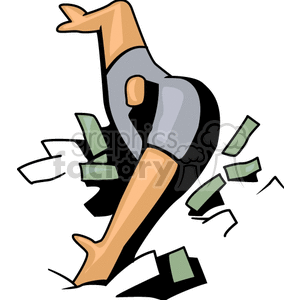 clipart - Cartoon man digging for money.