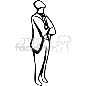Black and white man looking at the sky with his arms crossed clipart.
