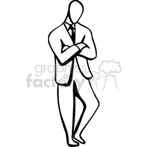 Black and white man standing crossing his arms looking down clipart. Royalty-free image # 159567