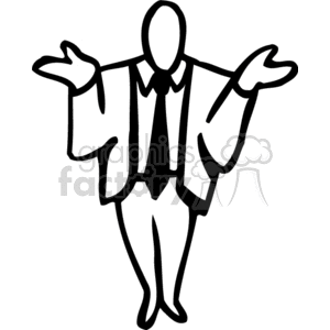 A Man in a Suit with his Hands up Confused clipart.