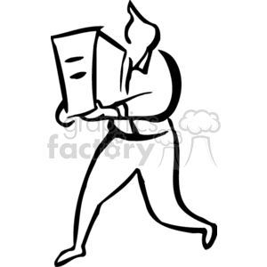 Black and white man carrying a computer clipart. Commercial use image # 159579
