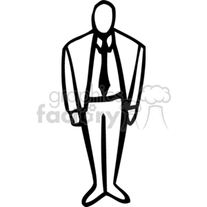Black and white man with a suit and tie standing at attention clipart. Commercial use image # 159587