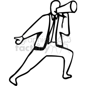 Black and white man using a megaphone clipart. Commercial use image # 159595