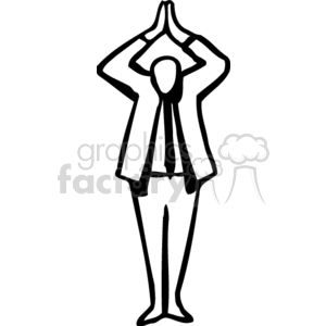 exercise arms up business suit man pray tie  BBA0297.gif Clip Art People Occupations yoga up stretching standing black white vinyl-ready