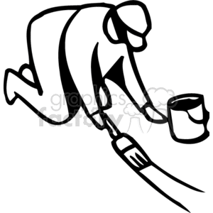 Black and white person painting a floor clipart. Commercial use image # 159607