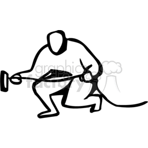 Black and white man plugging a wire into a wall clipart.