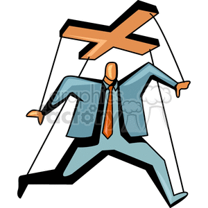Man in a suit and tie being a puppet  clipart. Commercial use image # 159615