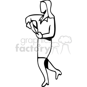 Black and white woman delivering paperwork clipart. Commercial use image # 159623