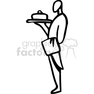 Black and white server with food clipart. Royalty-free image # 159625