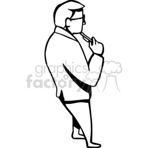 Black and white man holding a pen up to his chin clipart. Royalty-free image # 159627