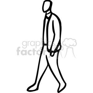 Black an white man outline walking  clipart. Commercial use image # 159633