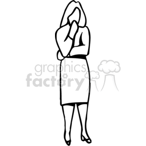 Black and white woman contemplating clipart. Commercial use image # 159637