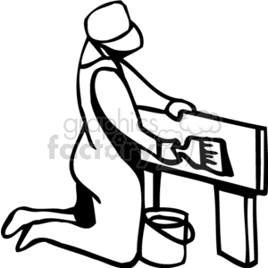 paint painter painting painters sign can brush handyman  BPU0155.gif Clip Art People Occupations black white outline vinyl-ready professional industry industrial worker bench determined 