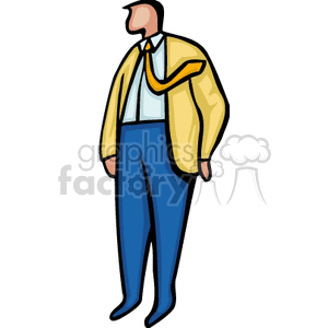 Cartoon business man waiting in a suit clipart.