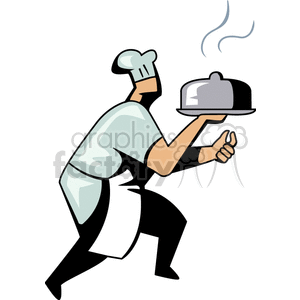 Cartoon chef delivering room service clipart.