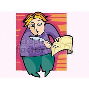 Cartoon man writing with a feather pen clipart. Royalty-free image # 160018