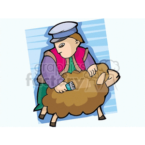 man shaving a sheep clipart. Commercial use image # 160460