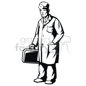 Black and white doctor holding a bag clipart. Royalty-free image # 160575