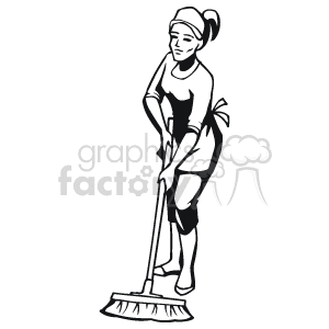 Black and white woman janitor clipart. Royalty-free image # 160591