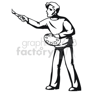 Black and white man painting clipart. Royalty-free image # 160617