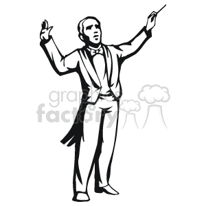 Black and white orchestra leader clipart. Royalty-free image # 160623