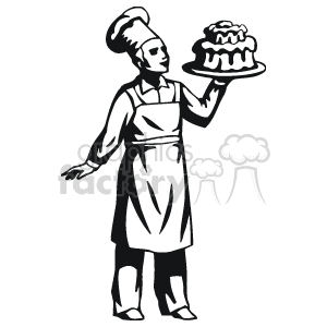 Black and white male cake decorator clipart. Royalty-free image # 160625